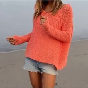 🌴 Wooden Ships Key West Scoop Neck Coral Sweater, Size S/M